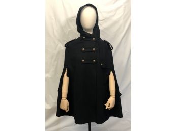 Hooded Military Style Wool Cape - Vintage