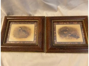 Vintage 2 Small Wildbirds Wooden Frames H. Hal Chicago Kramer HK Antiqued Collection