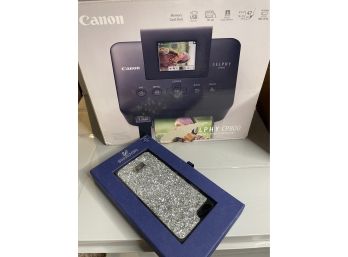 Canon Elphy Compact Photo Printer And Iphone 66s Swarovski Cover