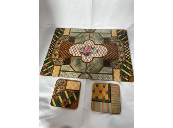 MacKenzie-Childs Vintage Coffered Ceiling Design 4 Placemats And 4 Coasters