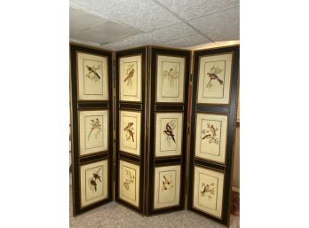 4 Panel Screen With Audobon Bird Design Beautiful