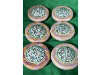 6 MacKenzie-Childs Handpainted Pottery Majolica Knobx Bearded Iris