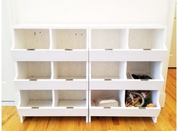 A Pair Of White Painted Wood Storage Shelves