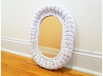 A White Painted Wicker Mirror