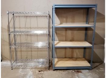 A Pair Of Metal Shelves