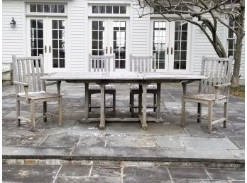 A Teak Table And Chairs By Outdoor Classics And Kingsley-Bate (AS IS)