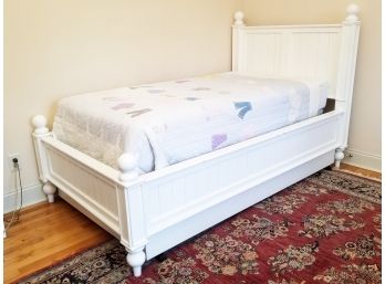 A White Painted Wood Twin Bedstead With Pullout Trundle By Pottery Barn Kids