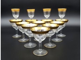 A Set Of Vintage Gold Rimmed Glassware