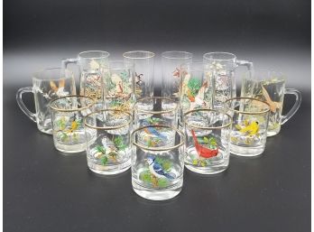 An Assortment Of Bird Themed Rocks Glasses And Mugs