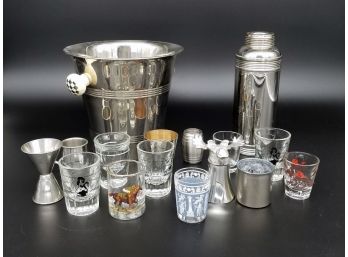 Vintage Barware - Shot Glasses, Cocktail Shaker, Champagne Bucket And More!