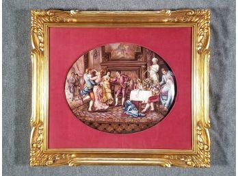 A Painted Porcelain Plaque, Framed And Matted