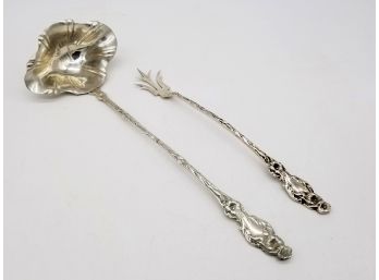 A Vintage Art Nouveau Large Serving Ladle And Fork