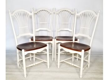 A Set Of White Painted Wood Spindle Back Chairs By The Nichols & Stone Company