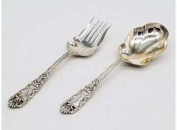 A Vintage Sterling Silver Serving Spoon And Fork