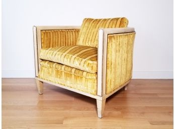 A Vintage Upholstered Club Chair In Striped Velvet