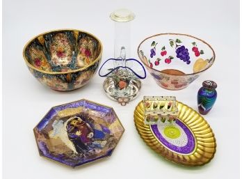 An Assortment Of Fine Reverse Painted And Art Glass - Some Judaica