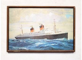 A Vintage Framed Print, Featuring The Liner 'Ill De France'