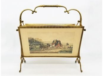 A Fabulous Antique Brass Collapsible Magazine Rack