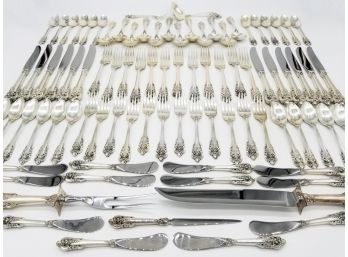 An Incredible Large Vintage Wallace Sterling Silver 'Grande Baroque' 1941 Sterling Silver Flatware Service