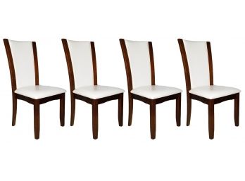 A Set Of 4 Modern Vinyl And Wood Side Chairs