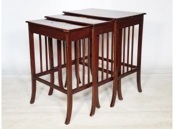 A Fabulous Set Of Antique Inlaid Wood Nesting Tables