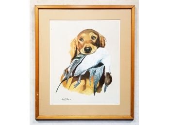 A Vintage Dog Print By Harry Tollas - Signed And Numbered