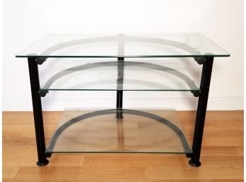 A Modern Italian Export Glass And Metal Electronics / TV Stand By Bell'Oggetti