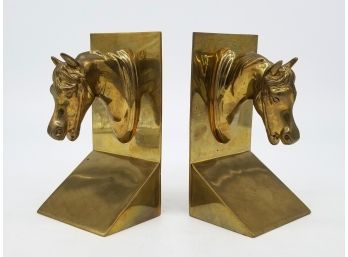 A Pair Of Vintage Modern Horse Head Mount Bookends