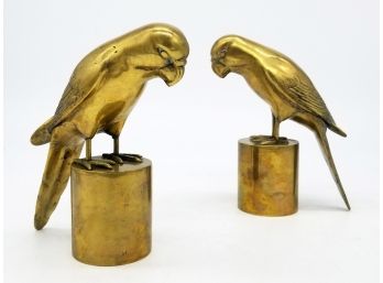 A Pair Of Large, Vintage Cast Brass Bird Bookends