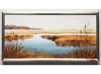 A Vintage Oil On Canvas, Tidal Flat Scene, By Marilyn Schofield '85