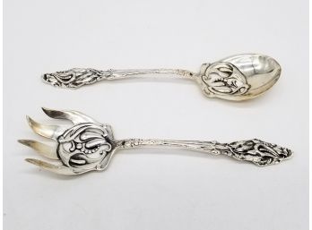 A Vintage Art Nouveau Large Serving Ladle And Fork