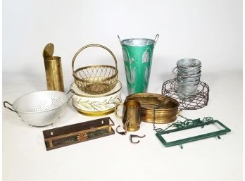 An Assortment Of Vintage Metal Decor