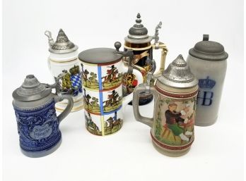 A Grouping Of Large European Beer Steins