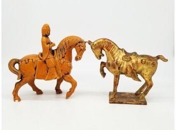 A Pairing Of Asian Horse Sculptures