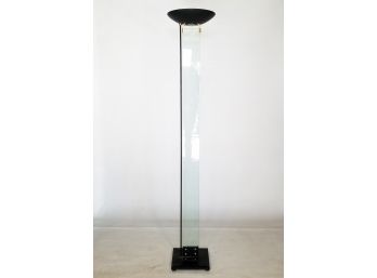 A Modern Glass And Metal Torchiere Lamp