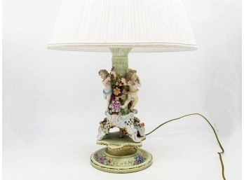 A Vintage Hand Painted Ceramic Lamp