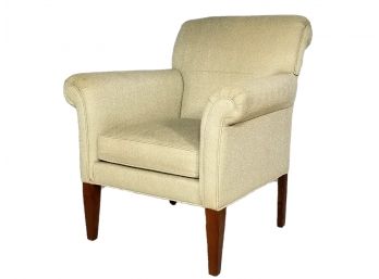 An Armchair In Ecru Linen By Ethan Allen