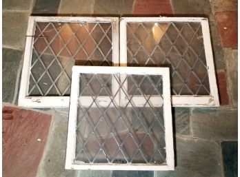 A Trio Of Leaded Glass Latticework Windows