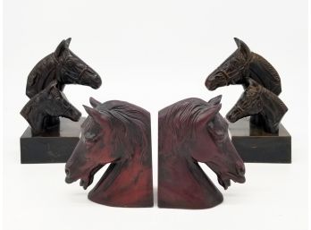 Two Pair Cast Horse Head Bookends