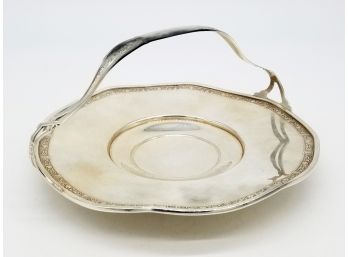 A Vintage Sterling Silver Serving Platter With Handle