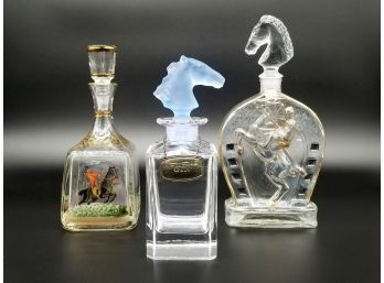 A Series Of Equestrian Themed Crystal Decanters