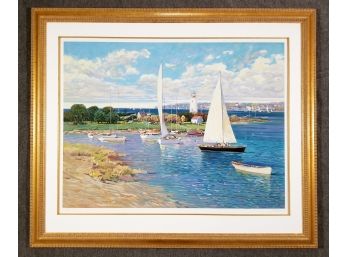 A Large Framed Vintage Sailing Print - Signed And Numbered