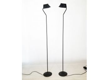 A Pair Of Modern Black Cast Iron And Steel Floor Lamps By Artup