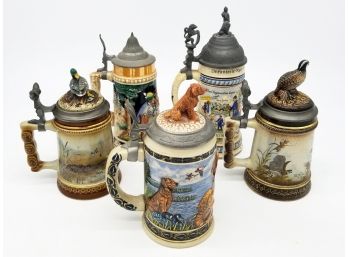 A Grouping Of Large American And European Beer Steins