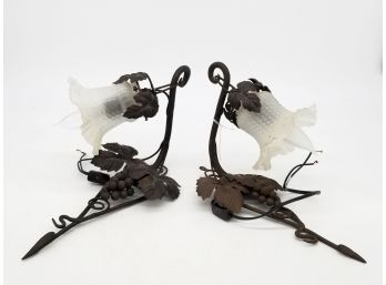 A Pair Of Vintage Wrought Iron Wall Sconces