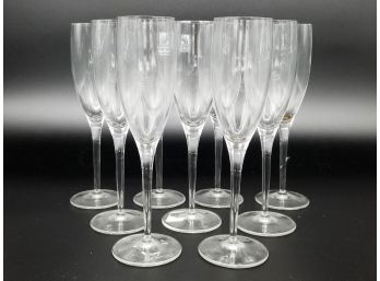 A Set Of Fine Italian Crystal Champagne Flutes By Luigi Bormioli