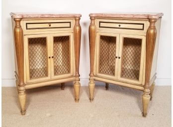 A Pair Of Vintage Marble Top Nightstands By Maslow Freen Furniture