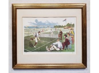 An Antique Framed Hand Colored Tennis Print