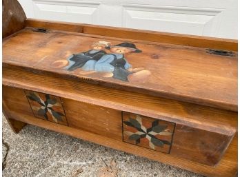 Painted Bear Bench With Storage
