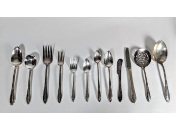 Married Set Of Roger's Stainless And Heirloom Plate Silverware P